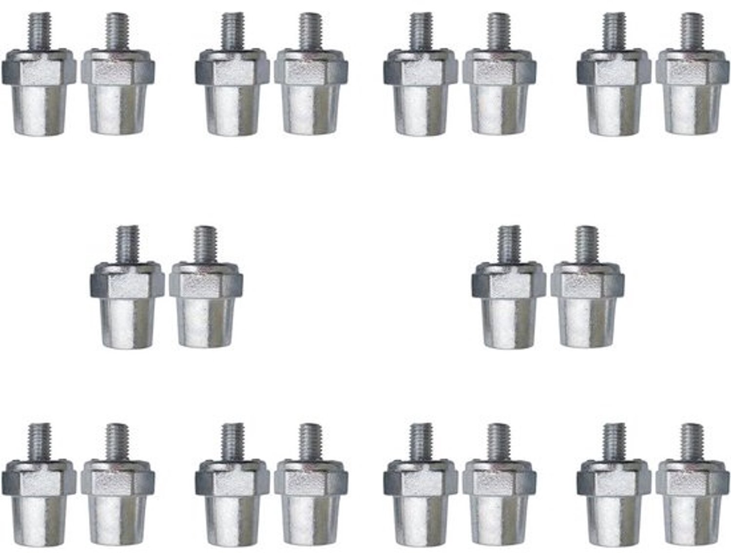 Accupoolverhogers - Batterijconnectoren - Voor het aansluiten van een accu - Van zijpool naar bovenpool - 8 mm draad - Zilver