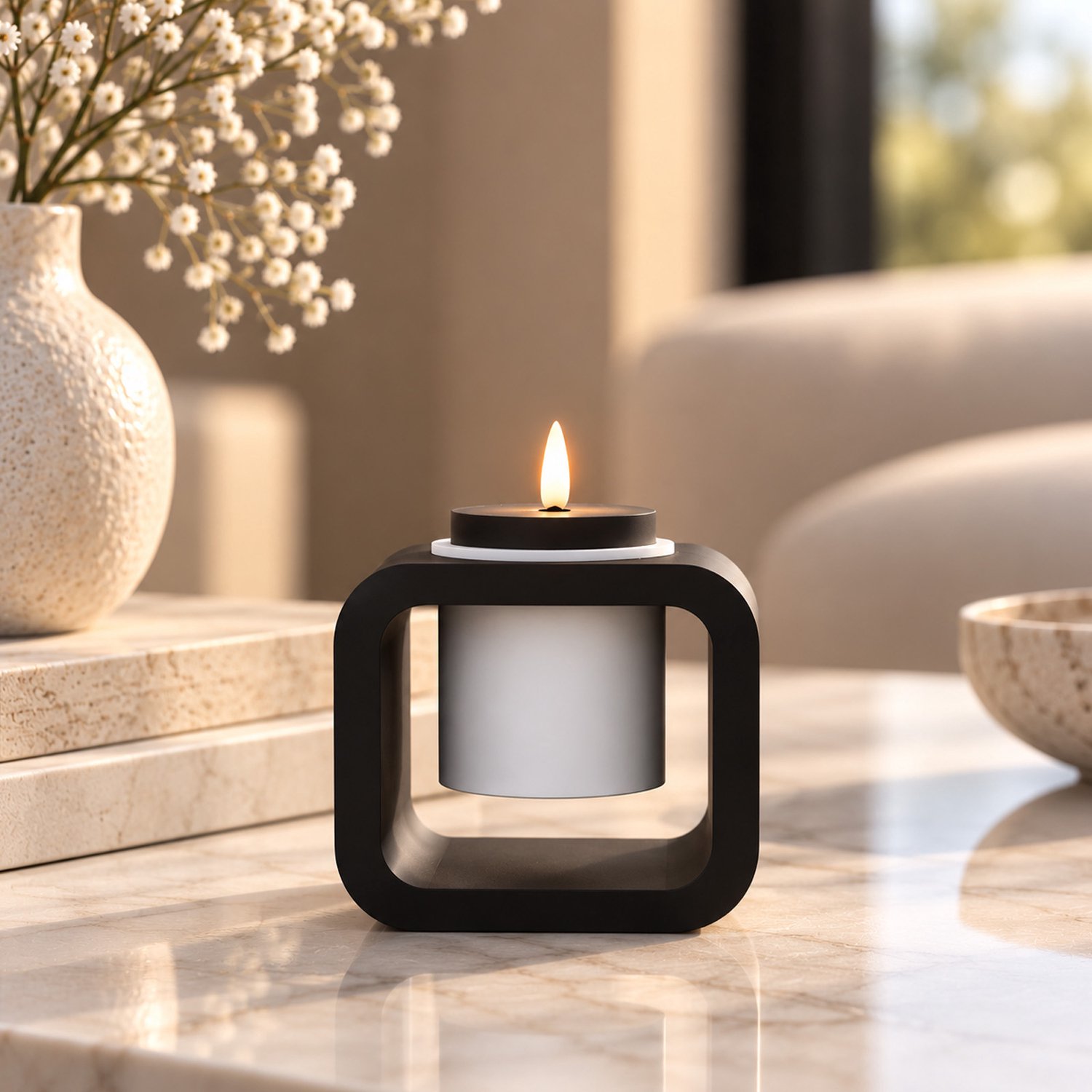 Oplaadbare LED Kaars Destiny – Zwart Luxe Design – met bewegende vlam – 80 uur Brandtijd – Afstandsbediening & Timer - usb oplaadbaar