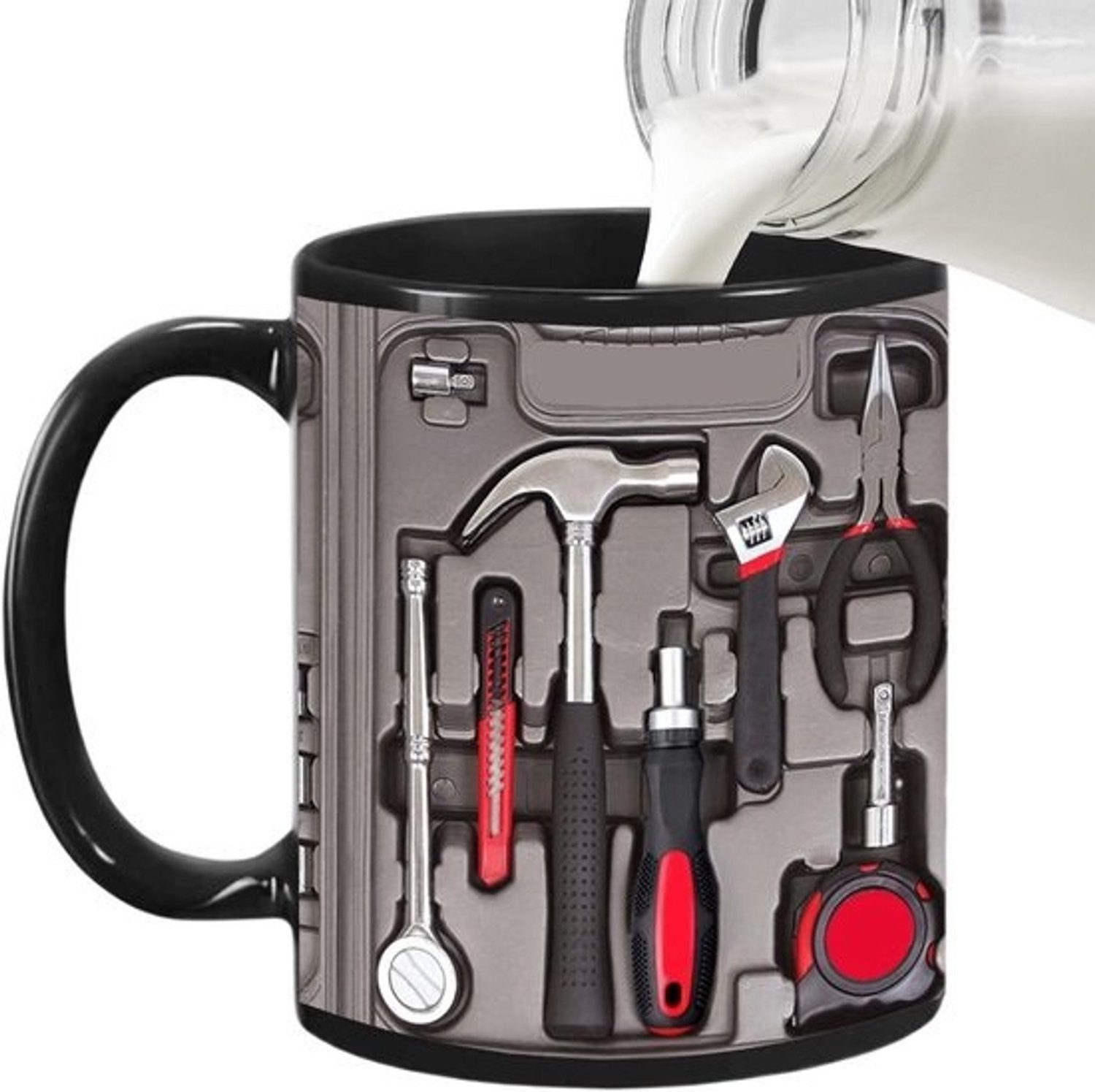 Keramische koffiemok - Themabeker - Voor koffie en andere dranken - Mechanic-design - 350 ml - Wit