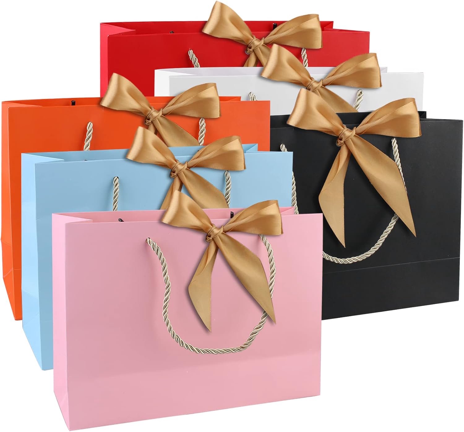 Cadeauzakjes papier 28 x 20 x 10 cm - grote zakjes met handvat - 6 stuks - perfect voor verjaardagen en bruiloften - ServiceTopper