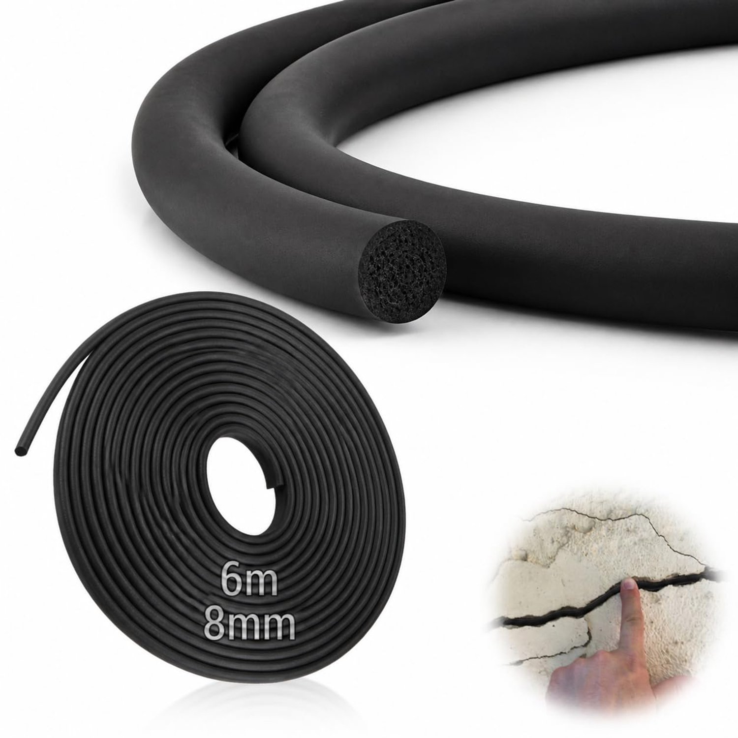 Voegenvulprofiel Ø 8 mm - 6 m schuimrubber afdichtkoord - geschikt voor voegen en spleten - ServiceTopper