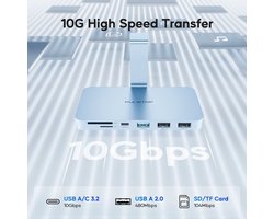 USB-C Hub Voor iMac - Silver - 6 Poorten - USB A/C 10Gbps - SD TF Kaartlezer - Voor iMac M1 M3 M4 Studio Display