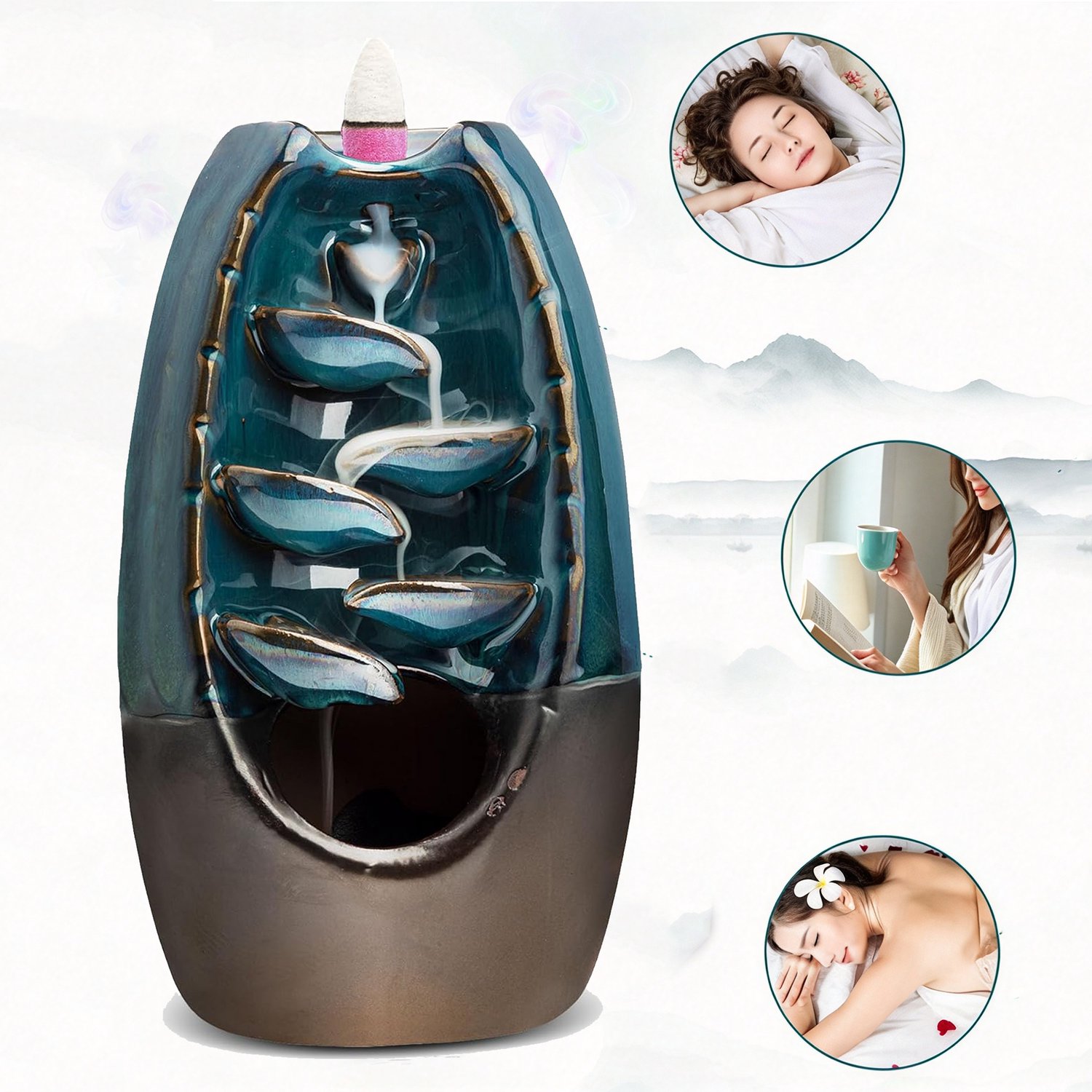 Keramische Wierookhouder Met Terugvloeiende Werking - Waterval Wierookbrander - Aromatherapie-Ornament
