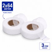 Consumerce® Strijkband - 64m x 3cm - 2 Stuks - Zoomband Instrijkbaar - Voor Broeken, Gordijnen en Kleding Inkorten - Gordijnband - Dubbelzijdige Textieltape - Textiel Plakband - Strijkzoomband - Strijkzoom - Strijktape – 20mm Zoomtape - Plakzoom