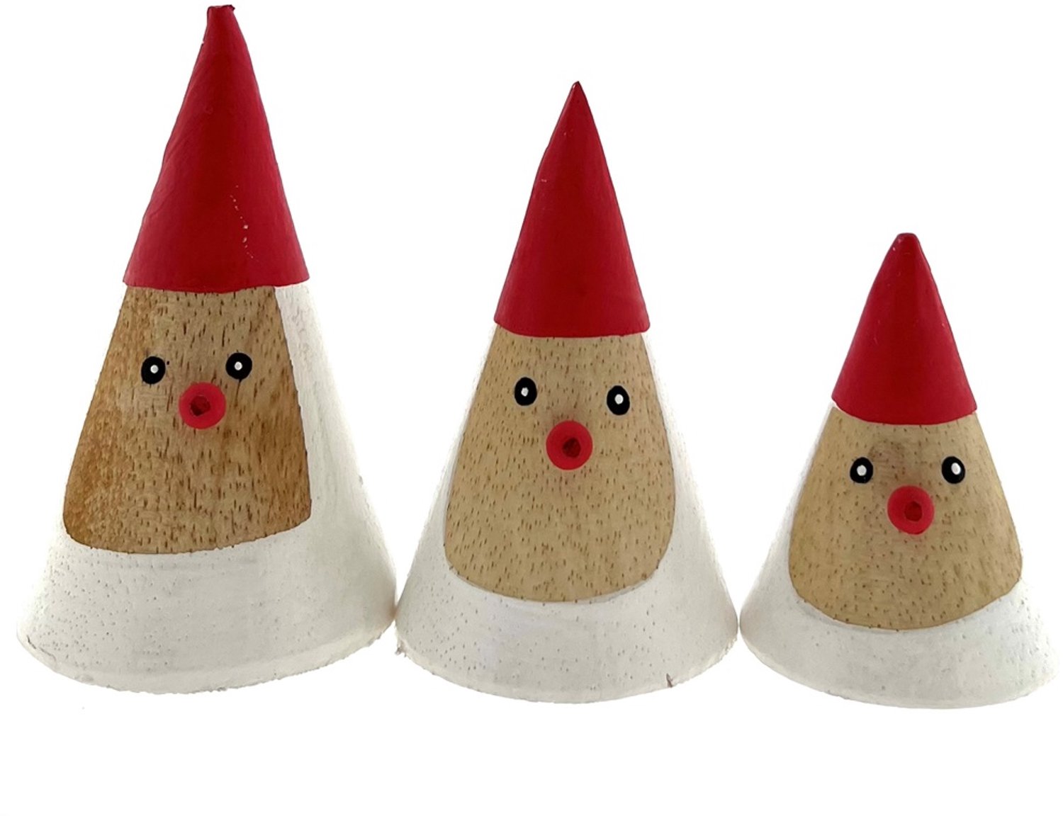 Set van drie houten kerstmannen hoofden Sika