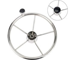 FreeTec - 5-spaaks stuurwiel voor boot, schip of jacht - 13-1/2 inch - roestvrij staal - 9310SRF1