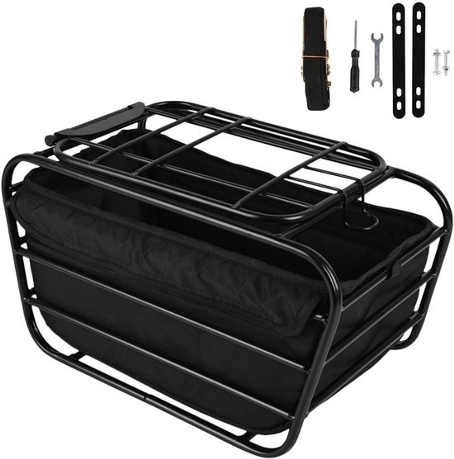 Fietsmand - Dierendrager en bagagemand - Huisdieren vervoeren - Robuust koolstofstalen frame - 20 kg draagvermogen - Zwart