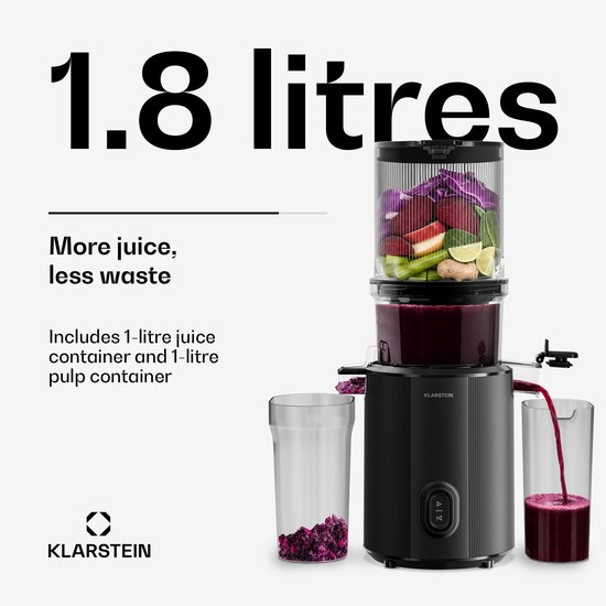 Klarstein, Wavyn, Slowjuicer, krachtige 300 W koudpers-slowjuicer, 130 mm brede vulschacht, 55 rpm, BPA-vrije onderdelen van Klarstein — afbeelding 4