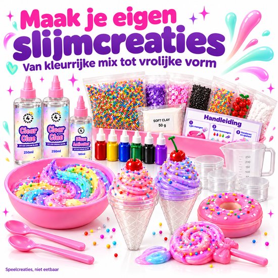 Twenty4seven® Slijm Maken Pakket - Ijssalon Slime Kit - Knutselset & Knutselpakket - Knutselen voor Meisjes en Jongens vanaf 6 Jaar - Sinterklaas Cadeau en Kerstcadeau — cadeau in Spellen & Speelgoed - foto 5