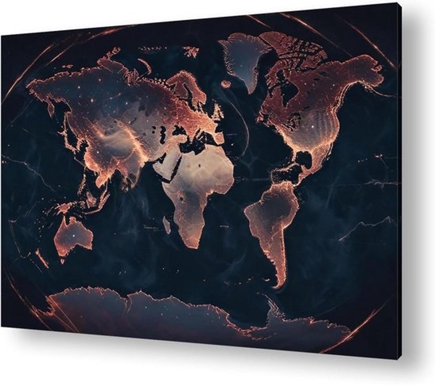 Lichtgevende wereldkaart - Glow-in-the-dark kaart - Wanddecoratie - Continenten lichten op