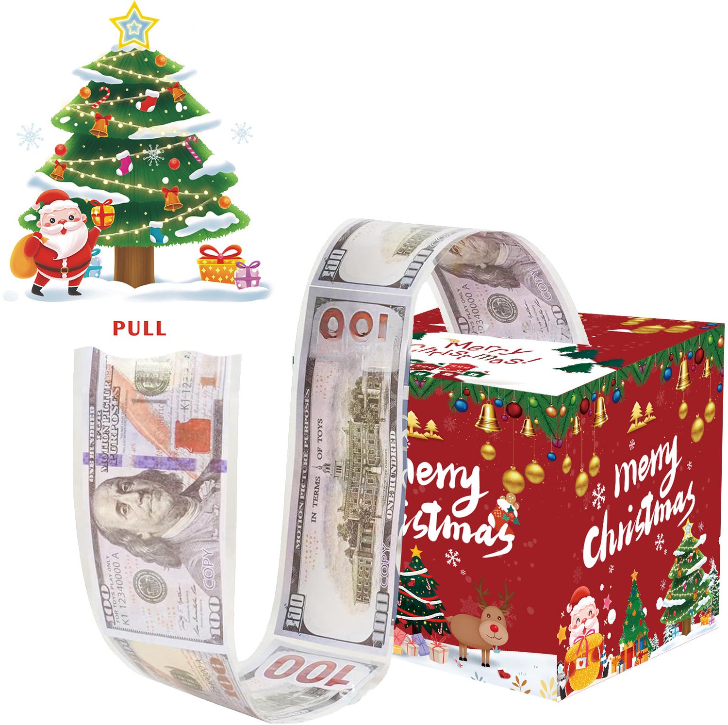 Kerstcadeaudoos voor geld – Enveloppen in feestelijke stijl – Creatief cadeau-idee – 50 vakjes voor geld – 12 x 12 x 12 cm