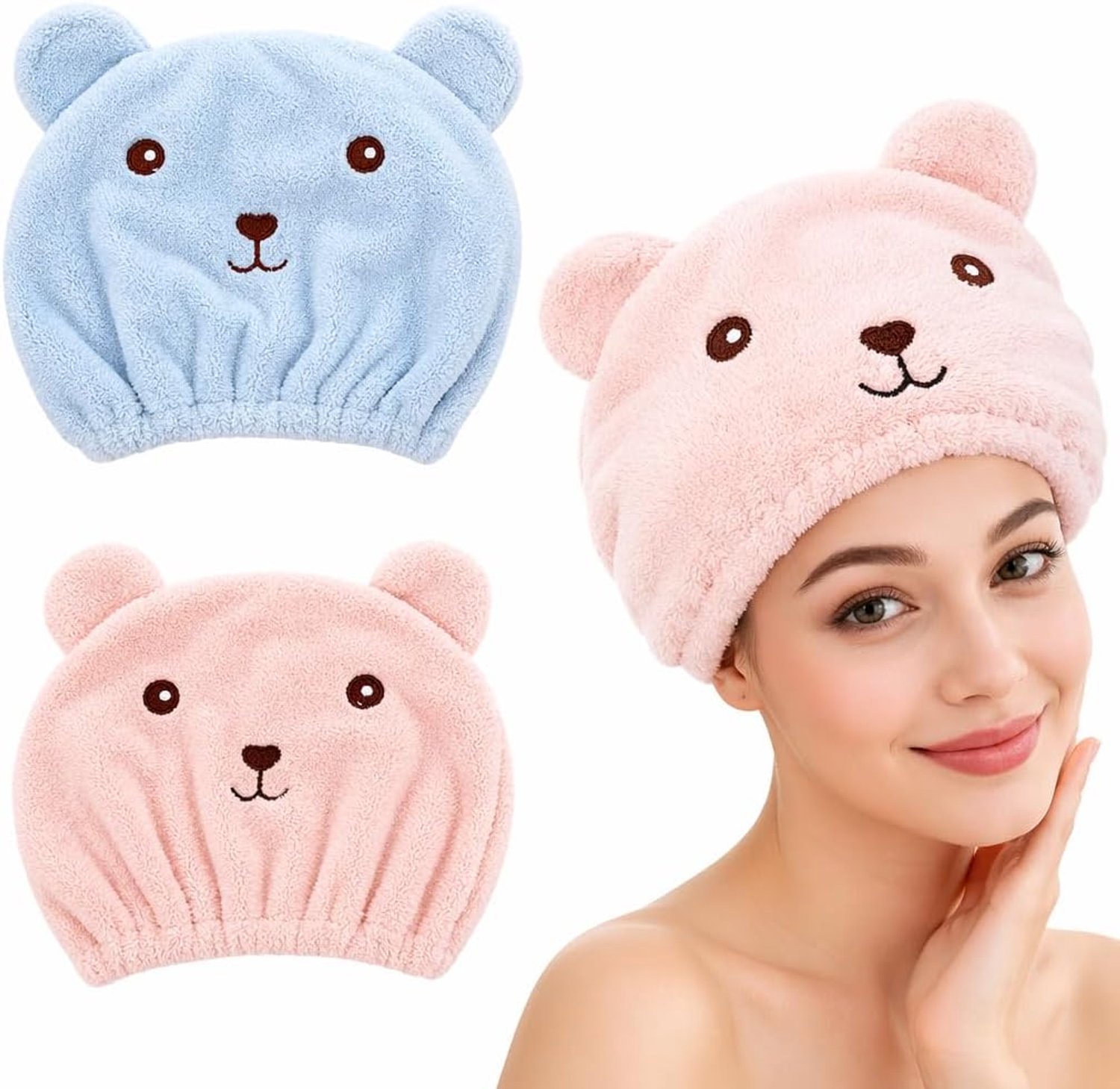 Dames haarhanddoek/haarwikkel van koraalfleece, sneldrogend, geschikt als badhanddoek/turban