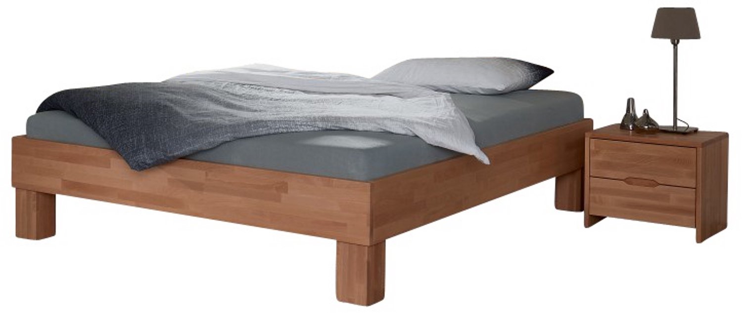 Bed Box Wonen Massief beuken houten bed Tarnovo Basic 140x210 cm Natuur gelakt