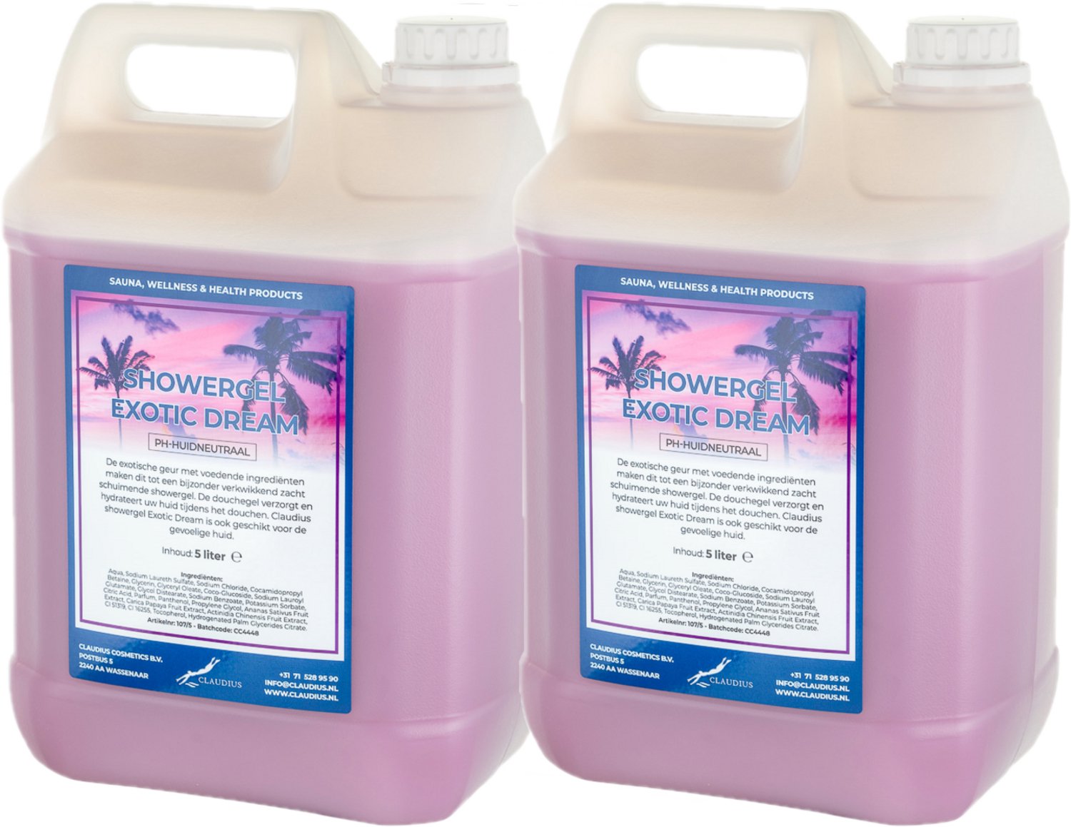 Claudius Douchegel Exotic Dream 5 liter - set van 2 stuks - showergel - navulling - voordeelverpakking