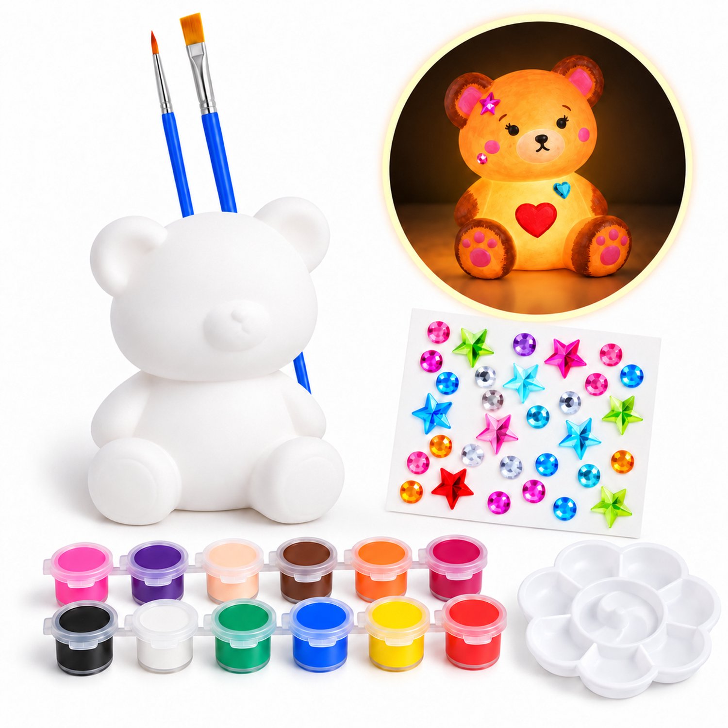 Goodz4All DIY Nachtlampje Kinderen Knutselpakket Schilderen Creatief met Verf en Stickers Nachtlamp inclusief Batterijen