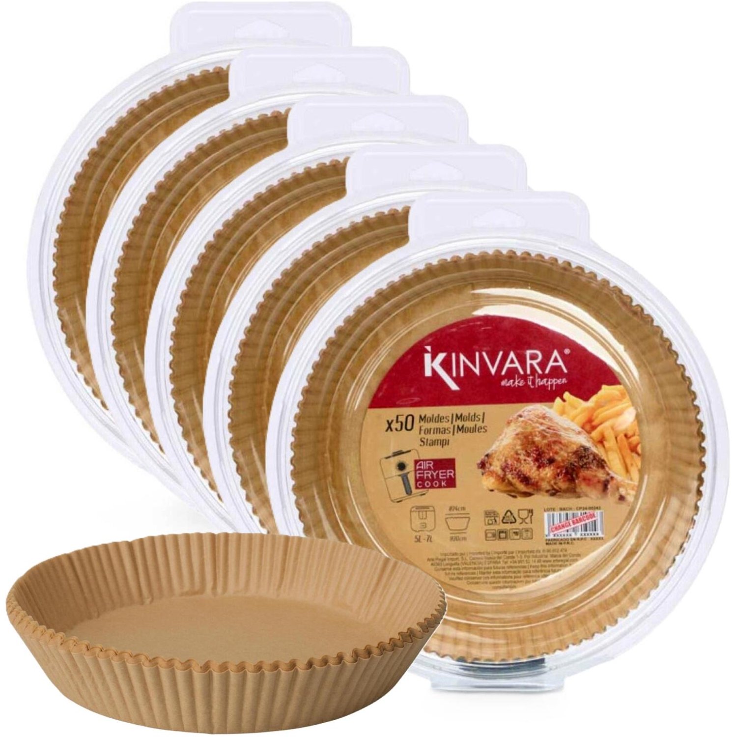 Kinvara Airfryer bakpapier - rond - 23 x 4 cm - anti kleef - bakfolie - 250x vellen - hittebestendig