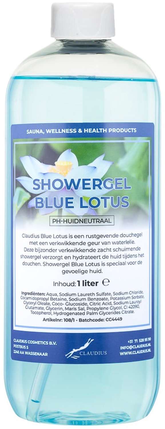 Claudius Douchegel Blue Lotus 1 liter - showergel - navulling - voordeelverpakking