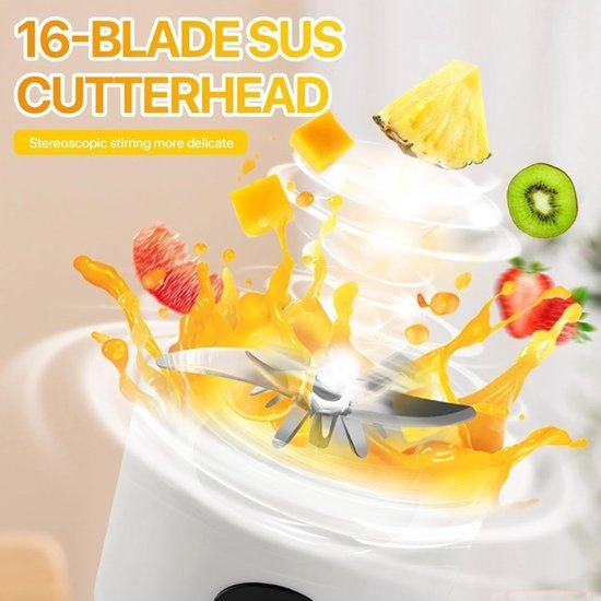 Mini blender - Draagbare mixer - Smoothies maken - 1500mAh batterij - 500ML fles - Wit — afbeelding 2