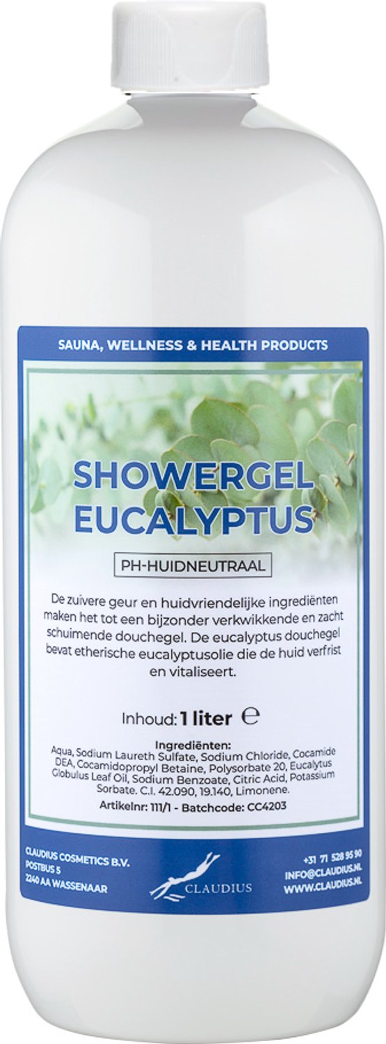 Claudius Douchegel Eucalyptus 1 liter - showergel - navulling - voordeelverpakking