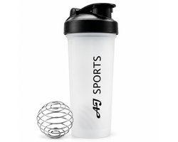 AJ-Sports Shakebeker Transparant - Bidon - Shake beker - Shaker - Proteine shaker - 1000 ml - Workout - Fitness - Inclusief Blenderbal