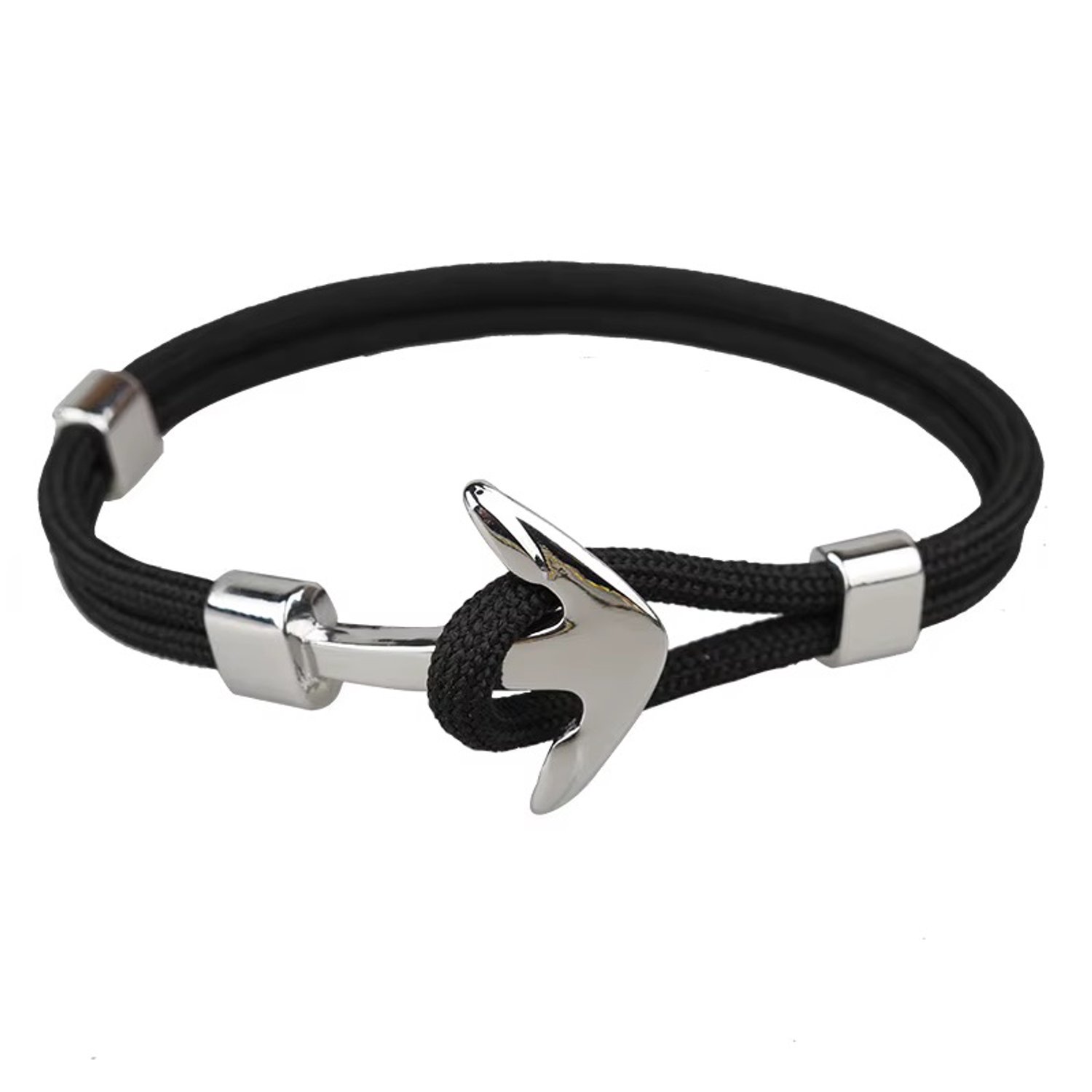 Rope Chain Anker Armband | Zwart | 21 CM