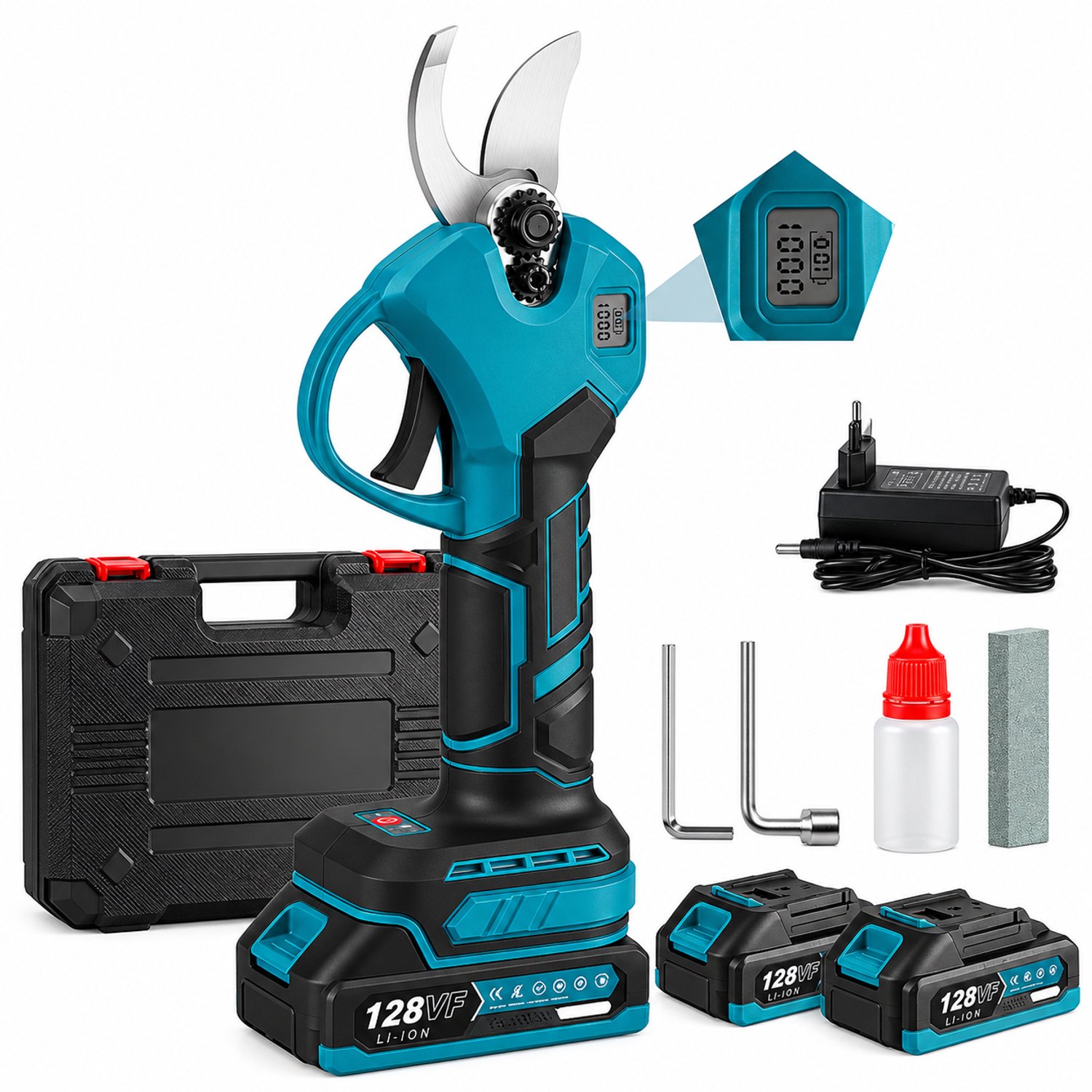 DPLUNIQ Snoeischaar - Tuingereedschap - Schaar - Heggenschaar - 2 Standen - 18V - Max 3cm - Elektrisch - 320g - 2 Batterij - Blauw
