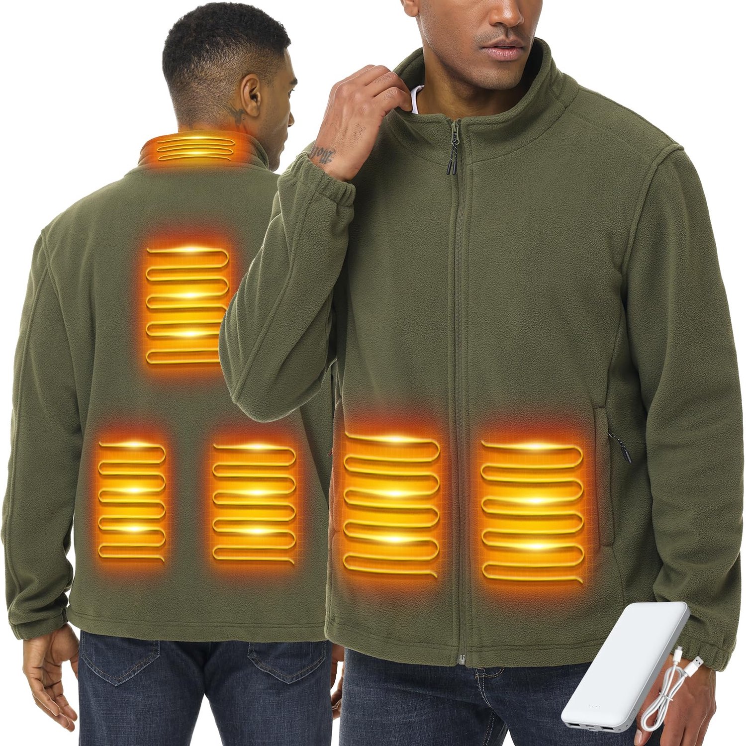 Verwarmde Jas Heren - Elektrisch Verwarmde Winterjas - USB Oplaadbaar - 3 Warmtestanden - 6 Verwarmingszones - Voor Wandelen, Outdoor en Winter - Zwart