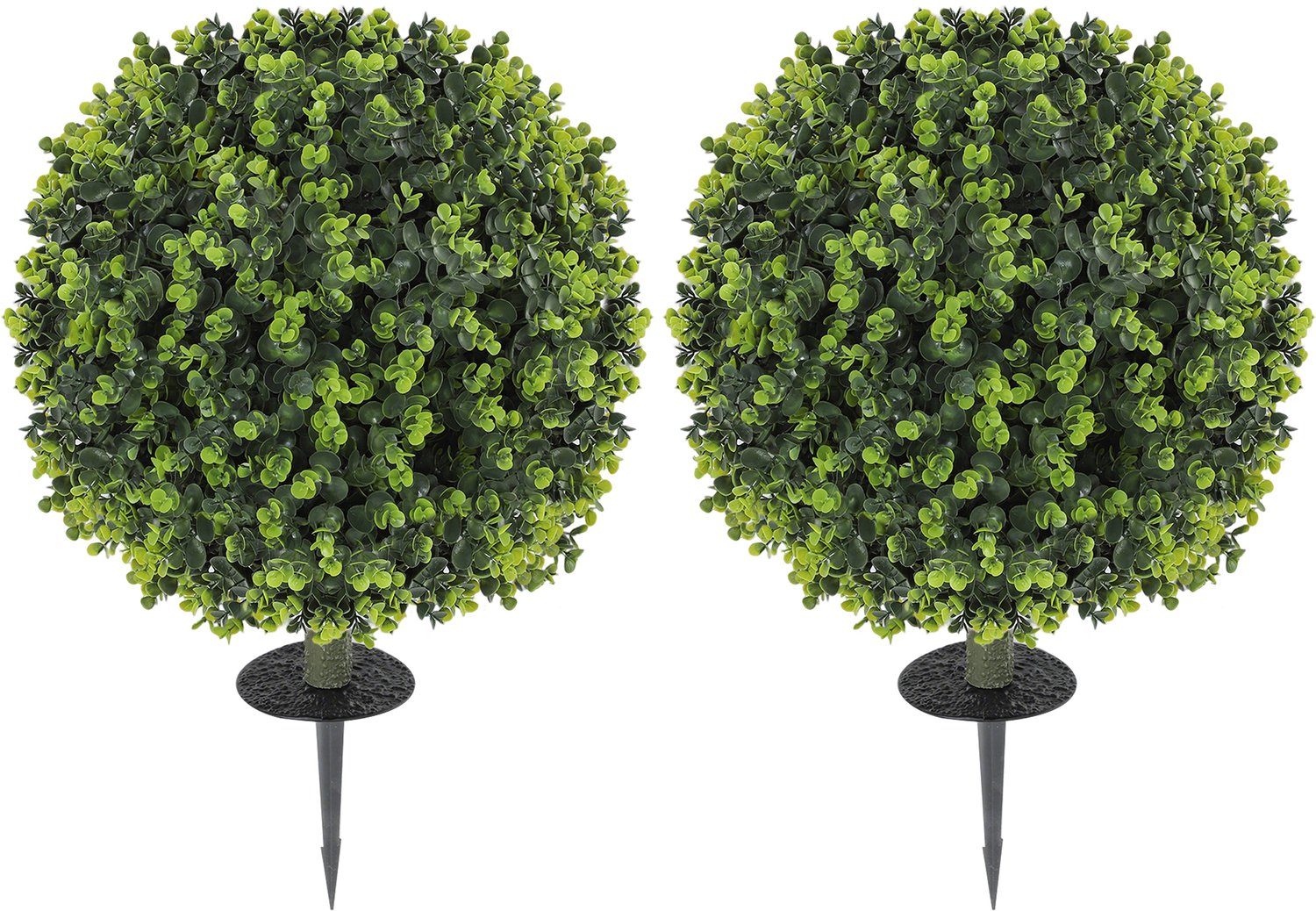 Homona Kunstplanten - 2 stuks - Buchsbaum-look met eukalyptusbladeren - UV-bestendig - Ø40 x 56 cm - Groen