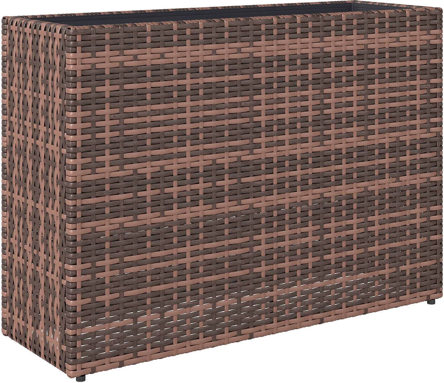 Sunona Verhoogde plantenbak van PE-rotan - Met uitneembare inzet - 81 x 28 x 58 cm - Bruin/Zwart