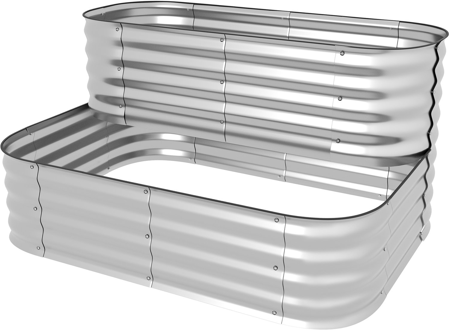 Sunona Verhoogde plantenbak met 2 etages - Verzinkt staal - 120 x 90 x 30 cm - Zilver