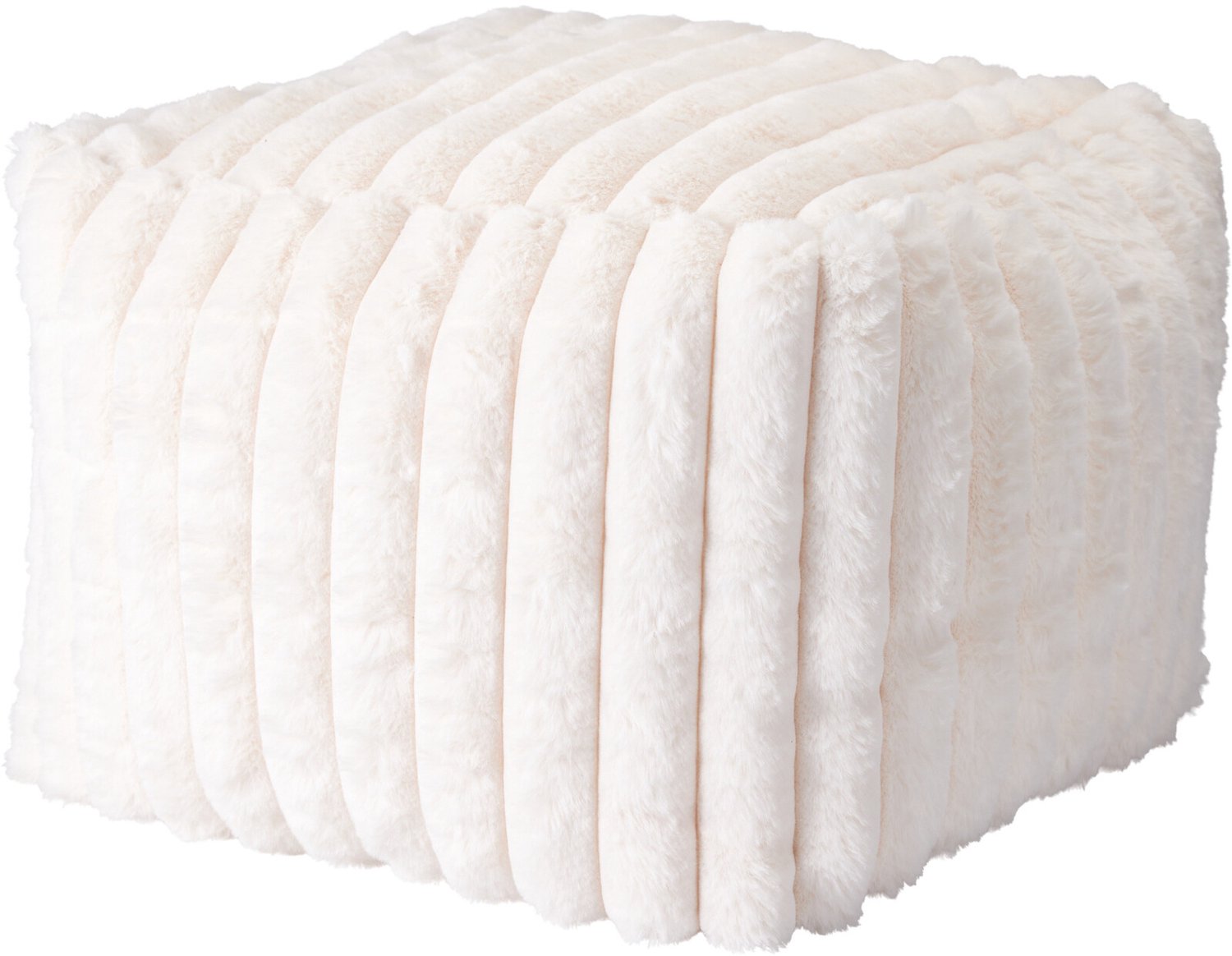Storagesolutions Poef van kunstbont, 38 x 38 x 28 cm Beige