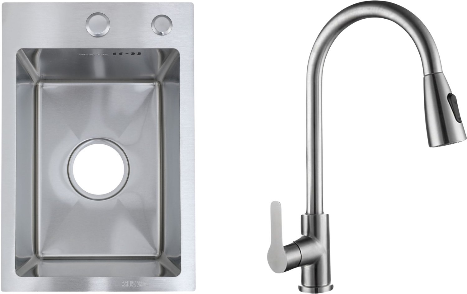 Faizee Home Future RVS Spoelbak Zilver 30x45x22 cm met Wave Kraan