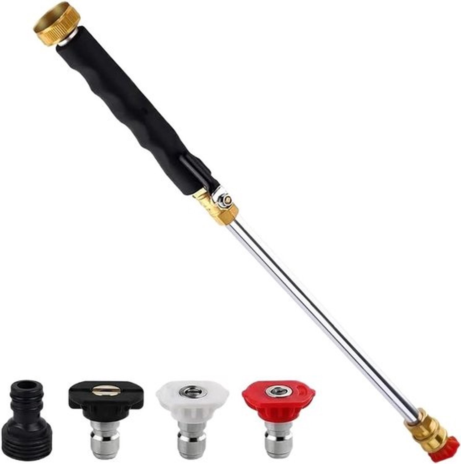 Hogedrukspuit - Reinigingsgereedschap - Buiten schoonmaken - Verstelbare spuitmonden - 44 cm lengte - Zwart