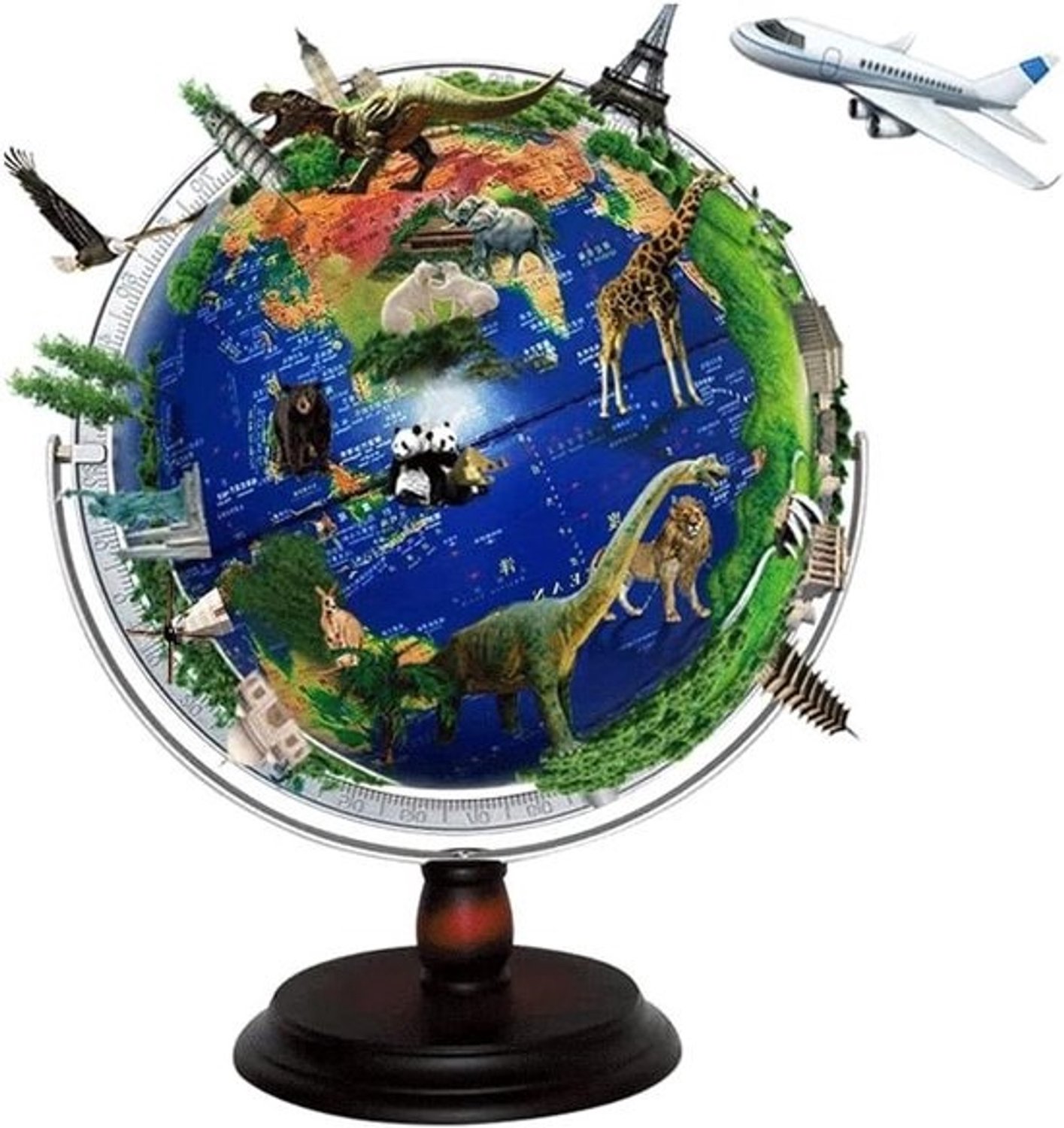 Wereldbol Educatief - Aardrijkskundewereldbol - Ontdek de wereld - 3D-reliëf - 30 cm diameter - Meerkleurig