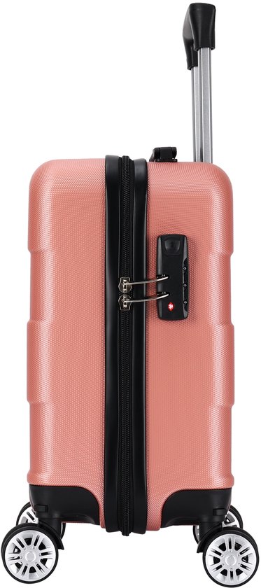 Trolley ADC Handbagage koffer 40x30x20 cm onder de stoel – 20 L – 2,3 kg – Harde ABS trolley met 4 afneembare wielen – Roze