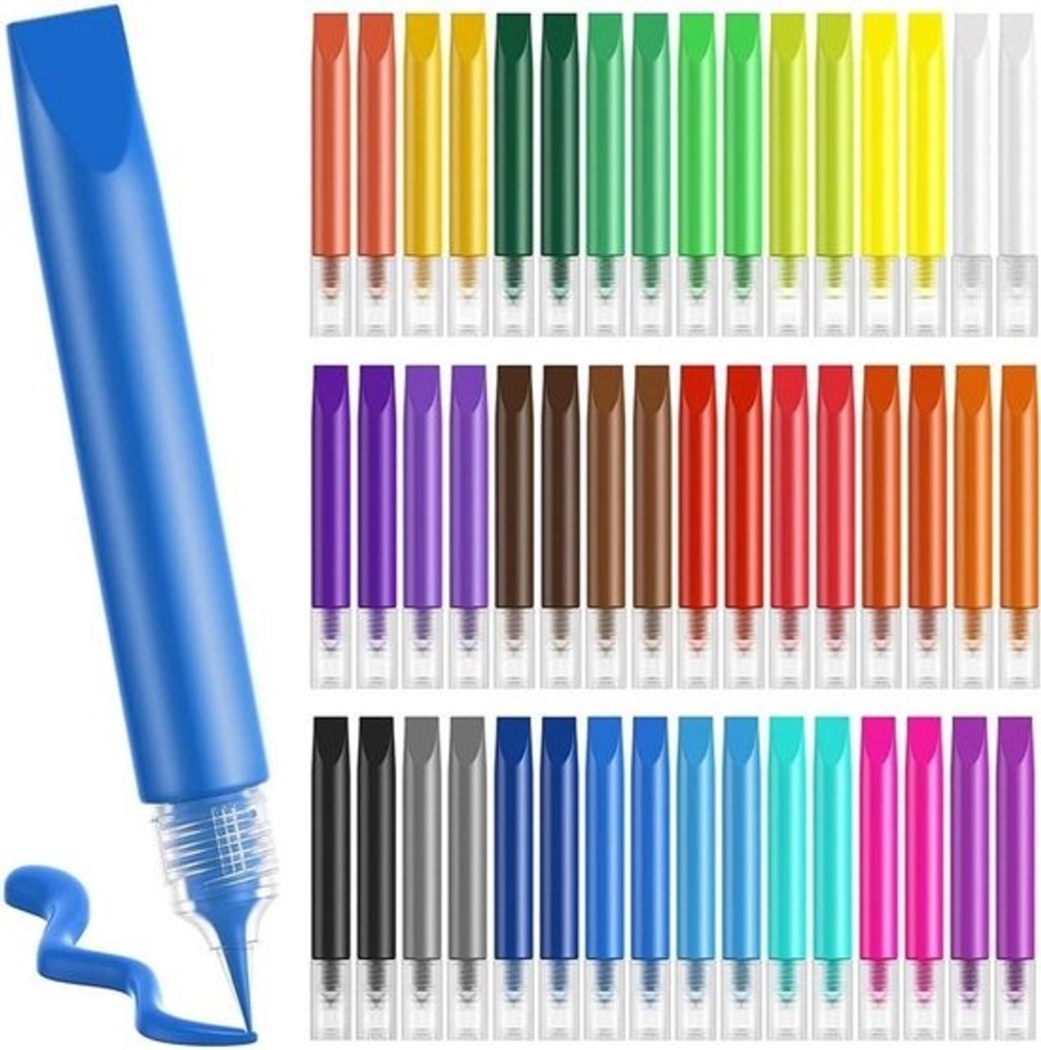 Verfpennen voor kinderen - Glas-in-lood - Creatief knutselen - 24 levendige kleuren - 48 stuks - Gekleurd