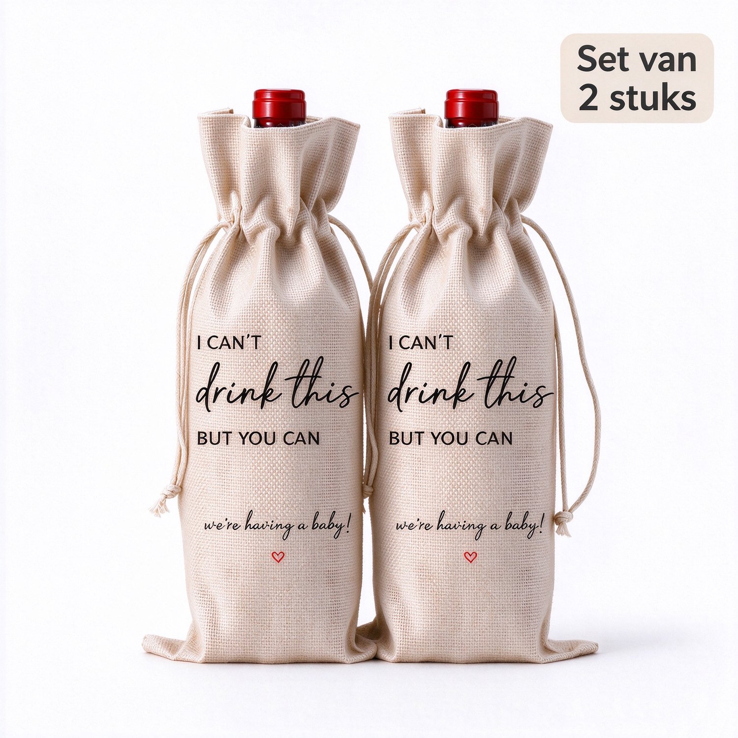 Lifhelpe Zwangerschap aankondiging wijnzak 2 stuks - Jullie worden opa en oma, in verwachting cadeauverpakking, zwangerschapsbekendmaking wijntas voor wijnfles