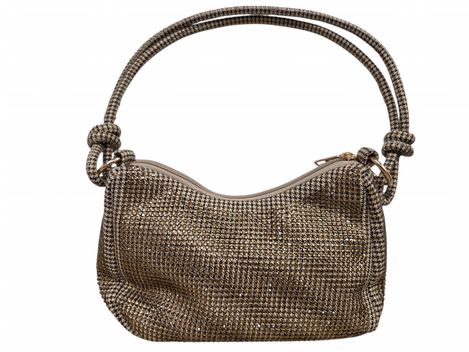 La Strada Sophie Bag Beige Fabric Stones Handtas Beige Met Strass Textiel Dames