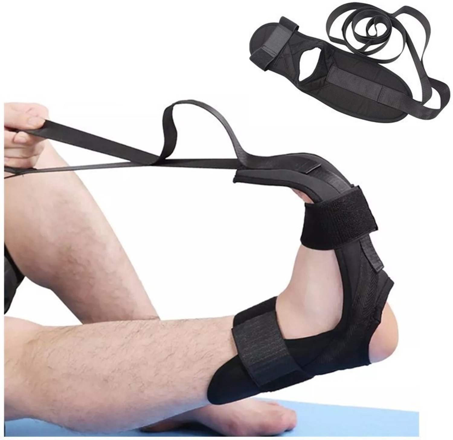 1 Stuk – Yoga-stretchband – Rekband voor enkels en voeten – Verstelbare yoga-stretchband met segmenten – Flexibiliteits-/rekband – Hulpmiddel voor stretchen – Zwart