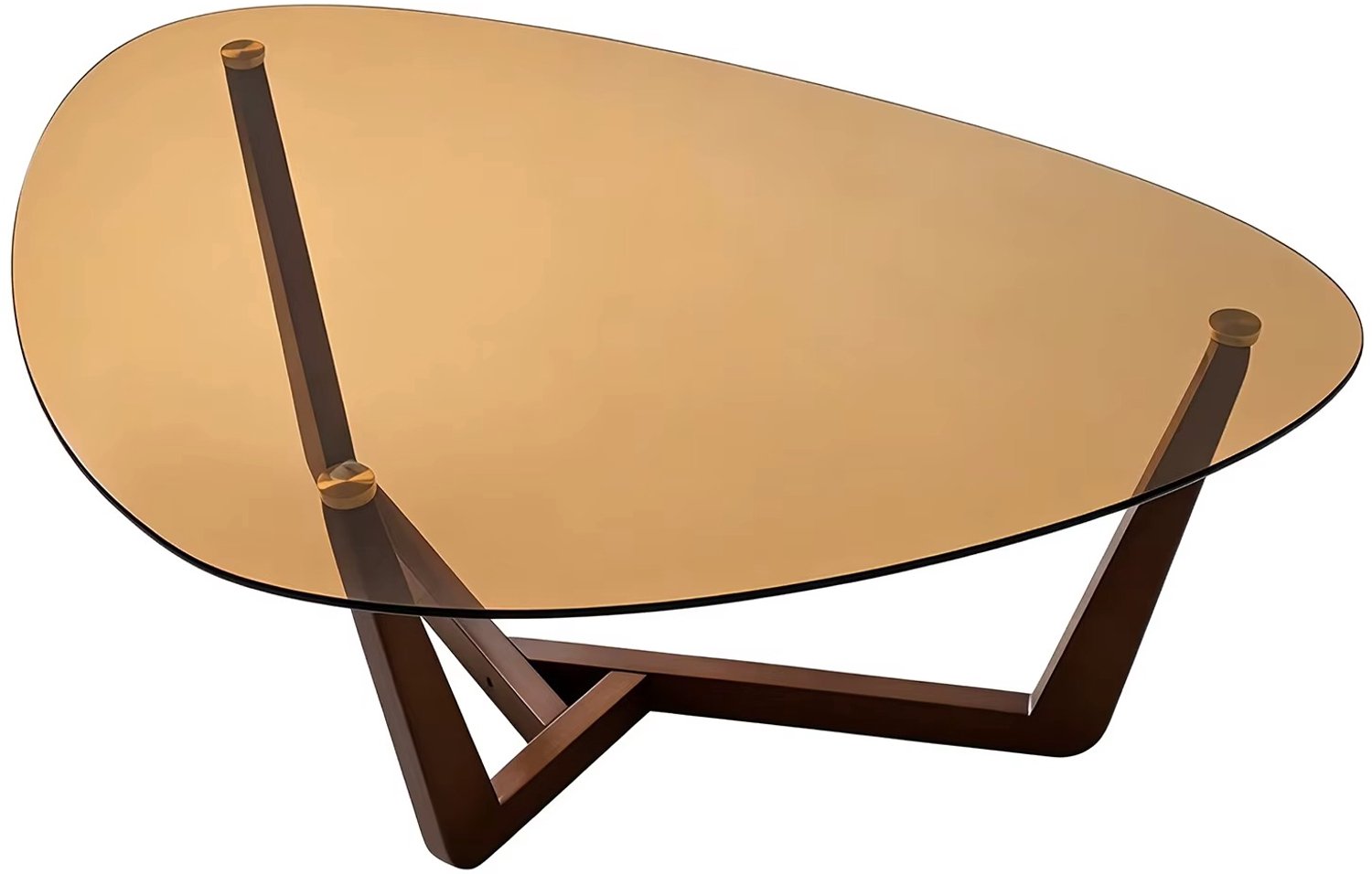 CreateEcom Salontafel - Bijzettafel - Woonkamer tafel - Koffietafel - driehoekig gehard glazen blad - voor slaapkamer, woonkamer, receptie, kantoor - bruin - hout - 107,6X73,6X42 CM