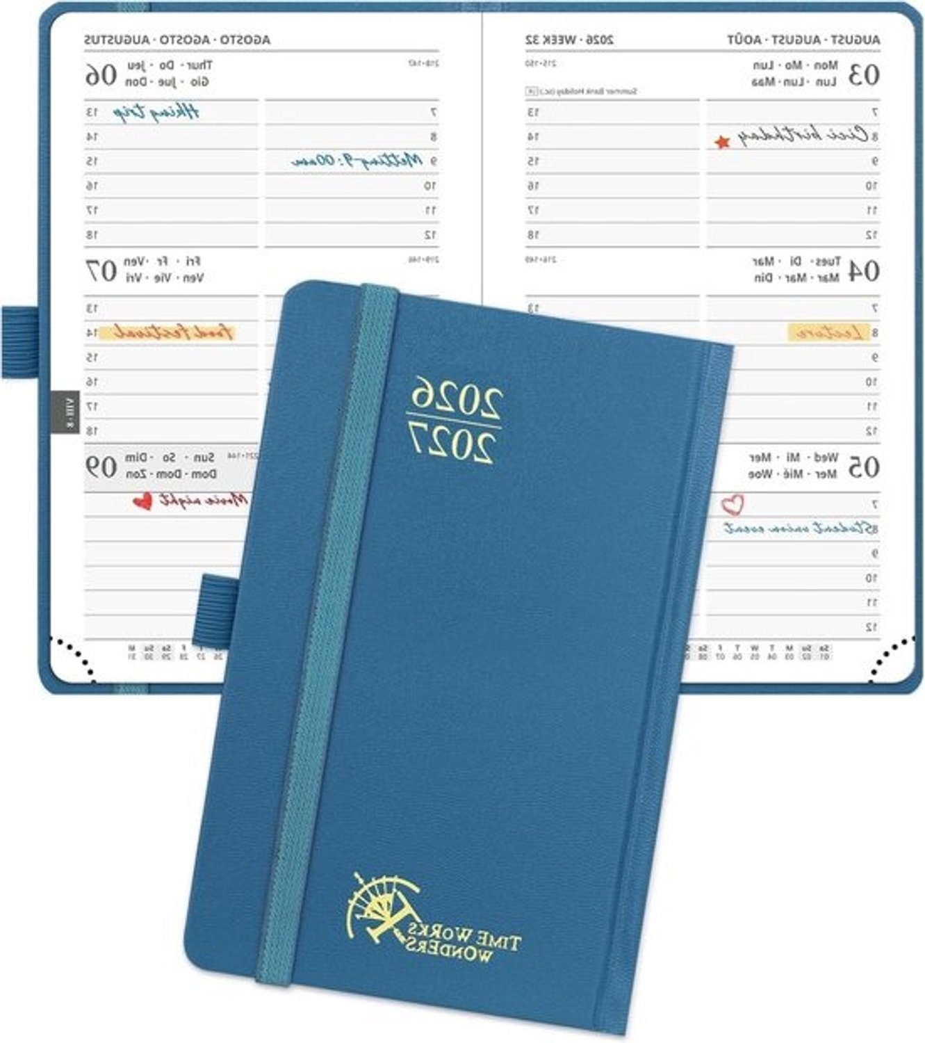 Pocketagenda - Planner 2026 2027 - Afspraken indelen - 17 maanden overzicht - 16 x 10.5 cm - Nachtblauw
