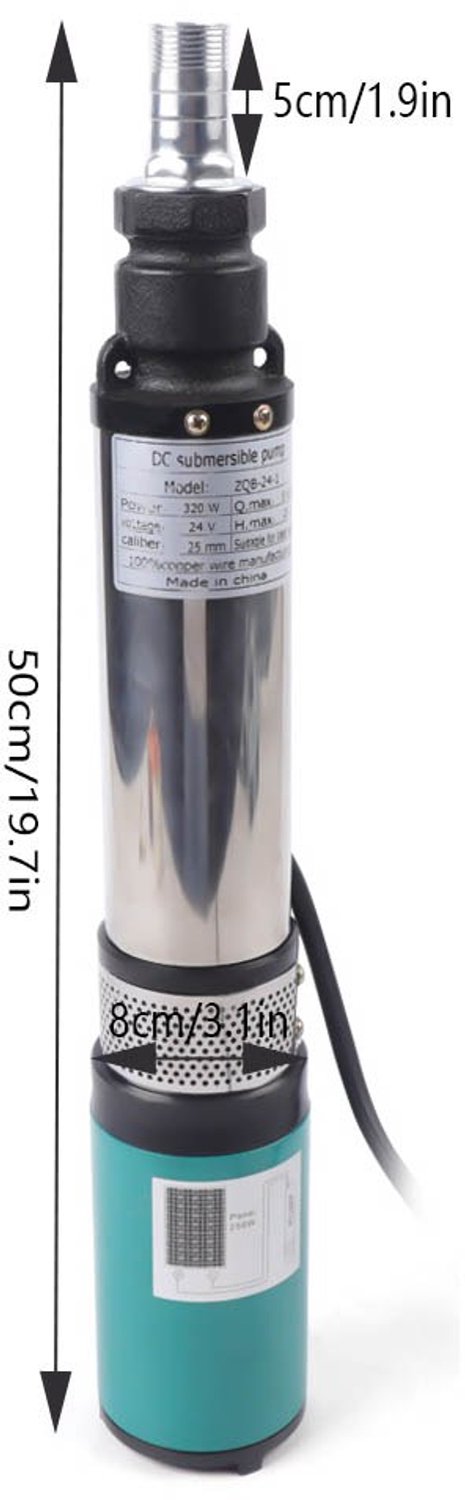 Dompelbare Waterpomp 320W 24V - Metaal - 25mm Uitlaat - Voor Diepe Bronnen - Elektrische Boerderij Pomp — afbeelding 2