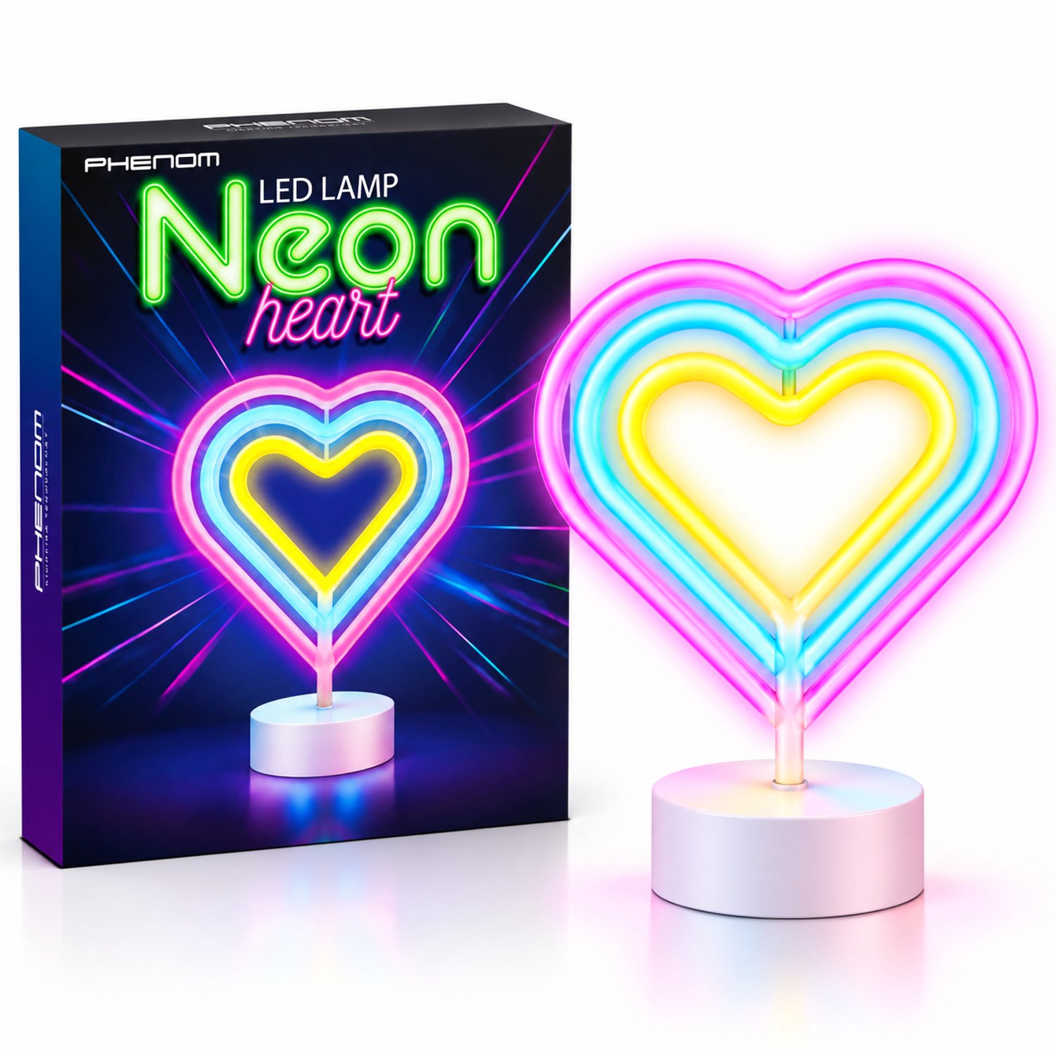 Nachtlamp Kind - Neon LED Lamp Hart Kinderkamer – Multicolor – USB & Batterij – Hartvormige Sfeerlamp – Kinderkamer & Slaapkamer – 25,2 x 23 cm