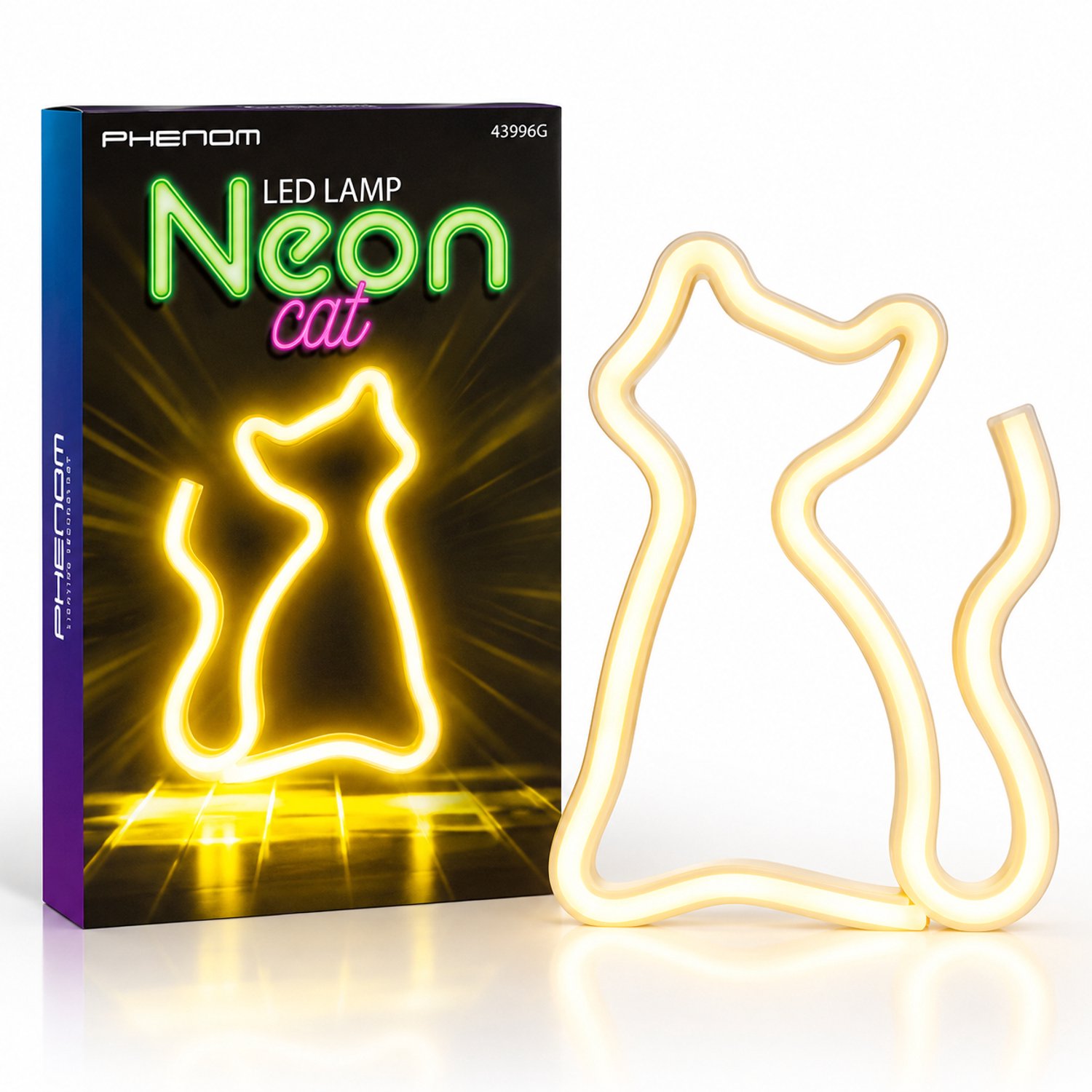 Nachtlamp Kind - Neon LED Lamp Kat Kinderkamer – Warm Wit – USB & Batterij – Decoratieve Tafellamp voor Kinderkamer – 28,5 x 24,5 cm