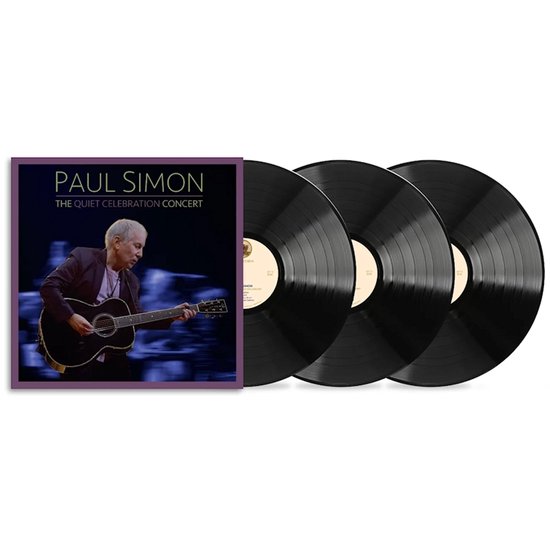 Paul Simon The Quiet Celebration Concert vinylset met hoes en drie zwarte langspeelplaten.