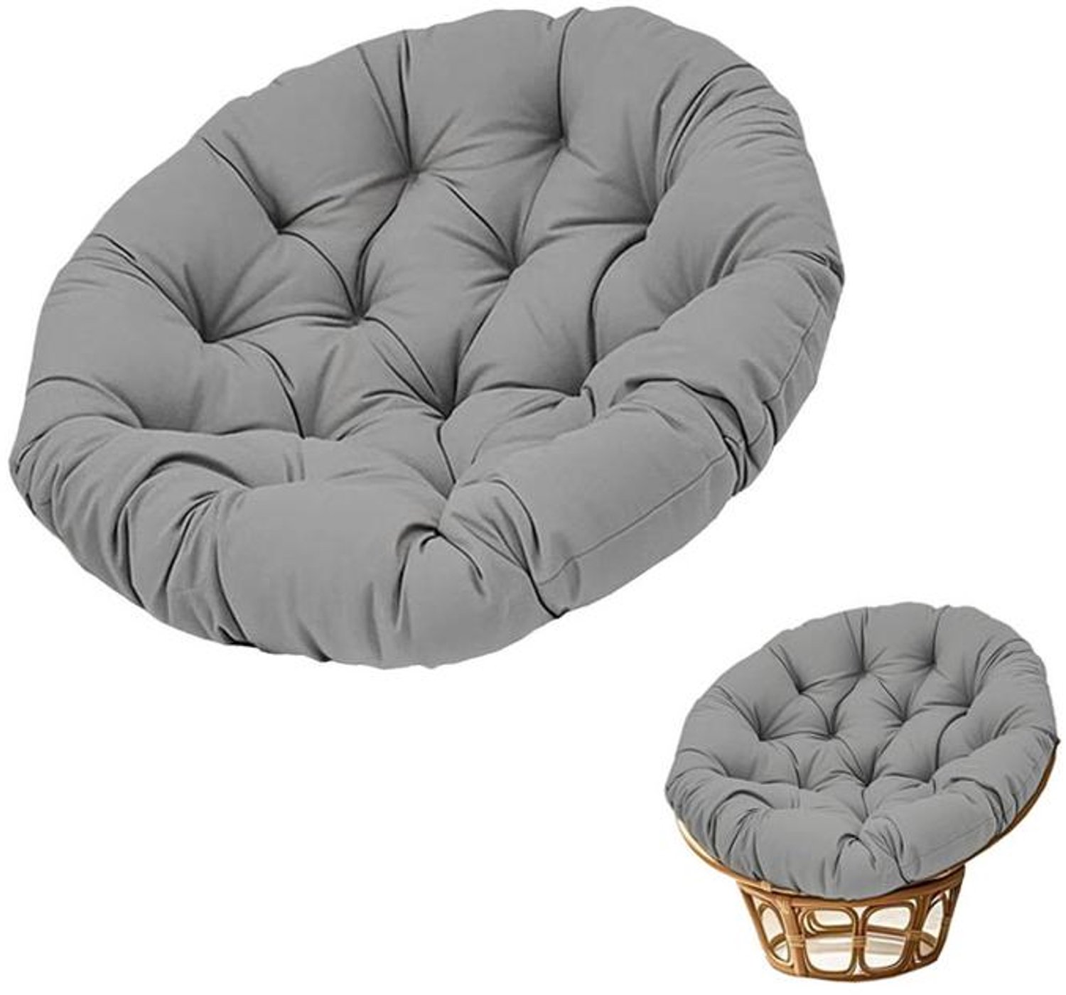KZQ Waterdicht hangstoelkussen – Dik en comfortabel rond Papasan-loungekussen-50cm - Donkergrijs