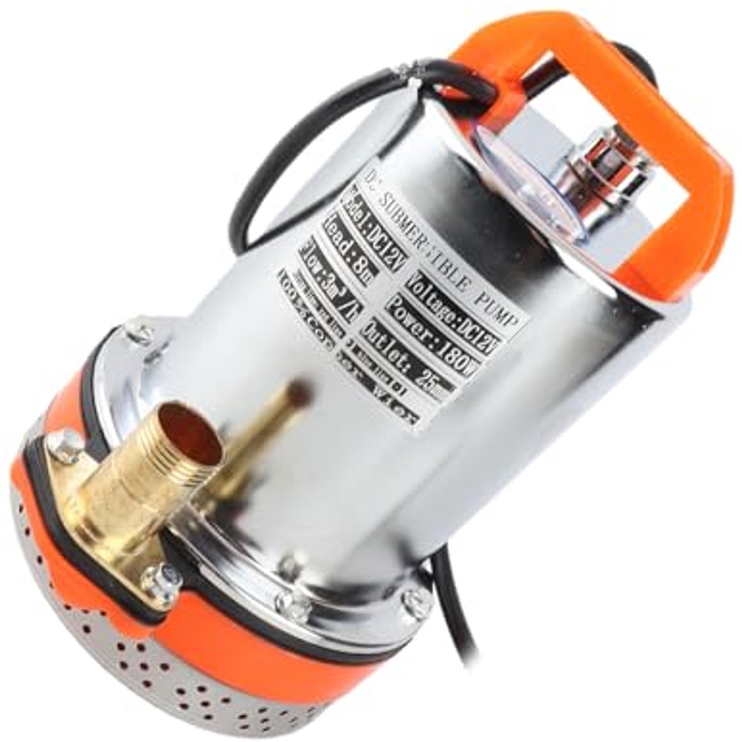 Waterpomp Dompelpomp - 12V Rood - 180 Watt Vermogen - Metaal Koper - Voor Irrigatie Aquacultuur Zwembadafvoer