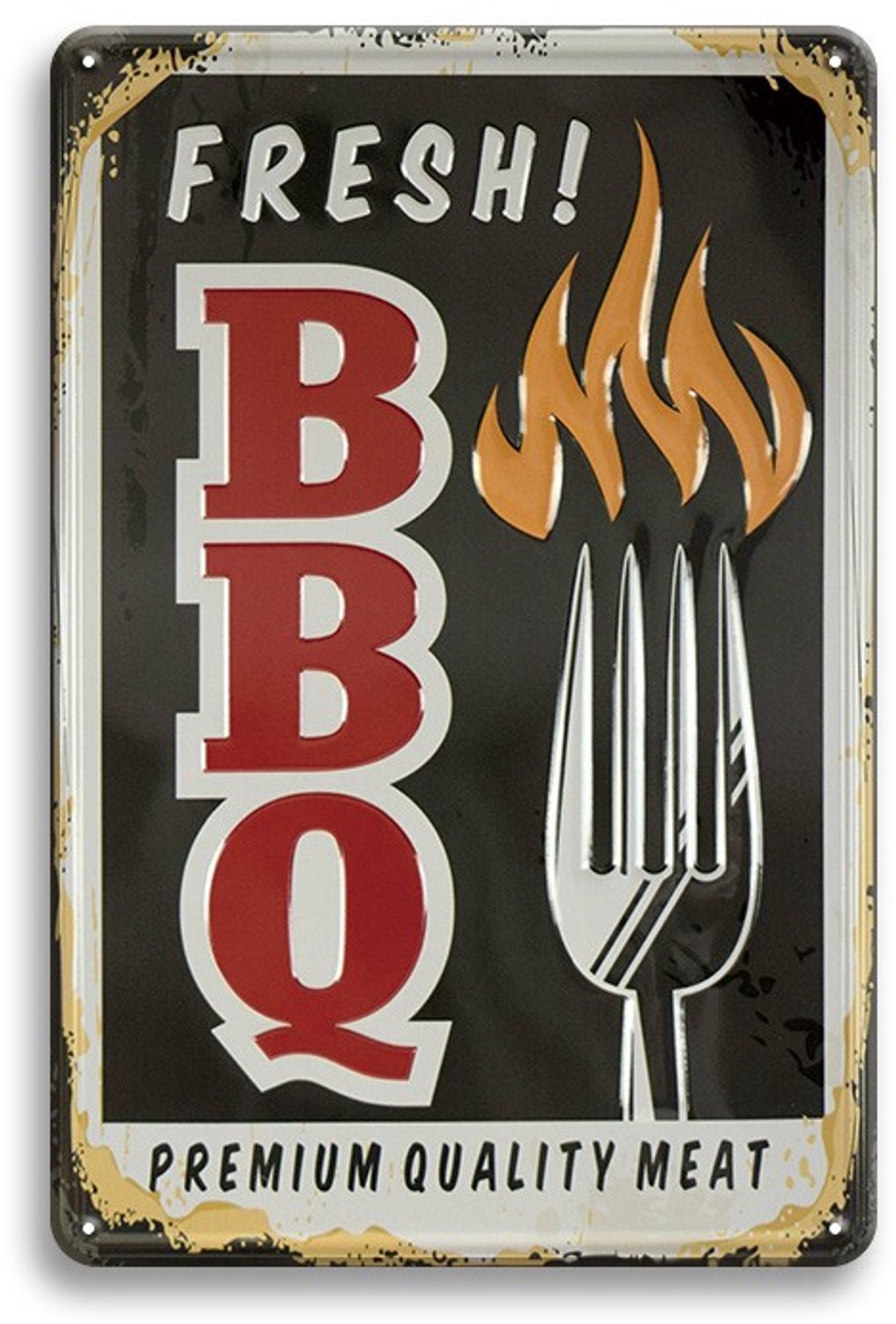 Fresh BBQ Metalen Wandbord 30x20cm – Barbecue Tekstbord – Grill Tuin Buitenkeuken Decoratie – Vintage Retro Wanddecoratie