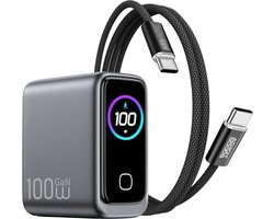AdroitGoods 100W USB-C Oplader - GaN Snellader met Display - Inclusief USB-C Kabel - Compacte Laptoplader - Voor Laptop, Tablet en Smartphone - Grijs