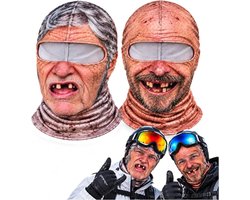 3D Print Balaclava Masker Set 2 stuks - Winter Gezichtsmasker - Realistisch Oude Mensen Gezicht - Grappige cadeaus - voor Skiën, Halloween en Carnaval